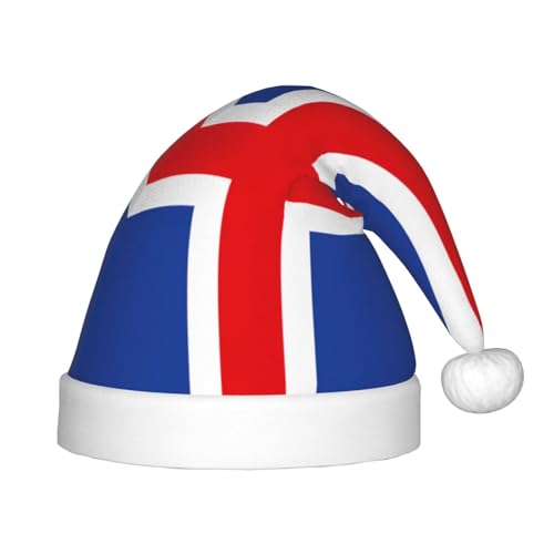 Flagge von Island, 1 Packung Weihnachtsmützen, Plüsch-Weihnachtsmannmütze für Teenager, Weihnachtskostüm, Party und Feiertagsveranstaltung von SDEGTHO