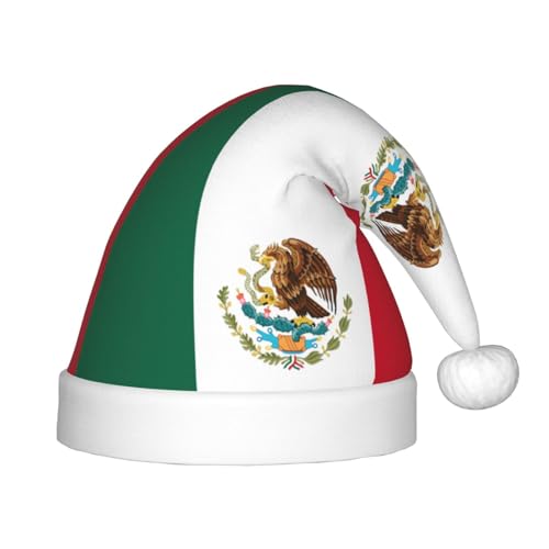 Flagge von Mexiko, 1 Packung Weihnachtsmützen, Plüsch-Weihnachtsmannmütze für Teenager, Weihnachtskostüm, Party und Feiertagsveranstaltung von SDEGTHO