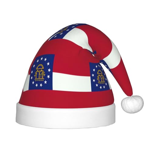 Georgia State Flagge, 1 Packung Weihnachtsmütze, Plüsch-Weihnachtsmannmütze für Teenager, Weihnachtskostüm, Party und Feiertagsveranstaltung von SDEGTHO