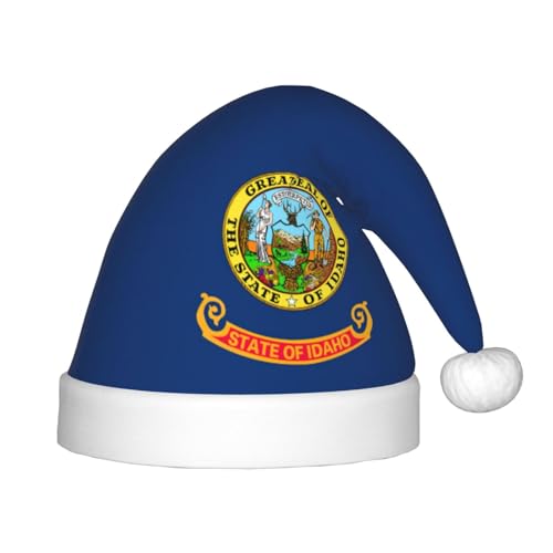 Idaho Staatsflagge, 1 Packung Weihnachtsmütze, Plüsch-Weihnachtsmannmütze für Teenager, Weihnachtskostüm, Party und Feiertagsveranstaltung von SDEGTHO