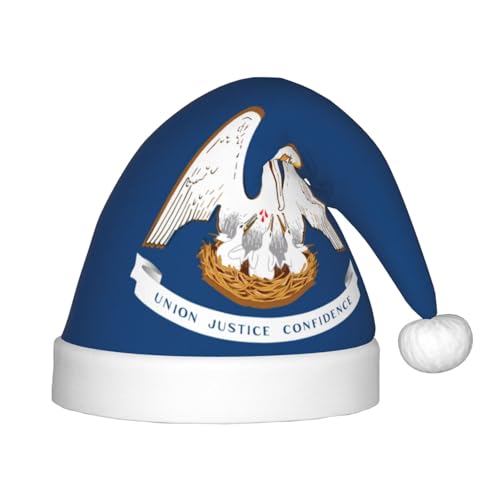 Louisiana State Flag 1 Packung Weihnachtsmützen Plüsch Weihnachtsmannmütze für Jugendliche Weihnachtskostüm Party und Feiertagsveranstaltung von SDEGTHO