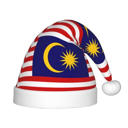 Malaysia-Flagge, 1 Stück, Weihnachtsmütze, Plüsch-Weihnachtsmannmütze für Teenager, Weihnachtskostüm, Party und Feiertagsveranstaltung von SDEGTHO