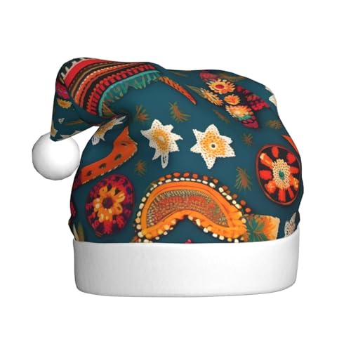 Mexikanische Folk-Boho-Weihnachtsmütze, Plüschstoff, Weihnachtsmannmütze für Weihnachten, Kostüm, Party und Urlaub, 1 Stück Mexikanische Folk-Boho-Weihnachtsmütze, Plüschstoff, Weihnachtsmannmütze für Weihnachten, Kostüm, Party und Urlaub, 1 Stück von SDEGTHO