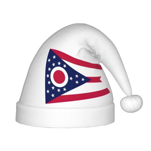 Ohio State Flag 1 Packung Weihnachtsmützen Plüsch Weihnachtsmannmütze für Jugendliche Weihnachtskostüm Party und Feiertagsveranstaltung von SDEGTHO