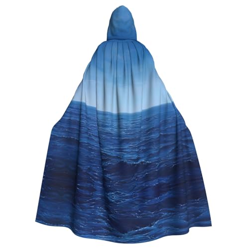 SDEGTHO Blue Ocean Sea Kapuzenumhang für Erwachsene, Halloween-Hexenkostüm für Damen und Herren, Cosplay-Kostüme von SDEGTHO
