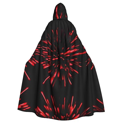 SDEGTHO Explosion Burst Roter und schwarzer Umhang mit Kapuze für Erwachsene, Halloween-Hexenkostüm für Damen und Herren, Cosplay-Kostüme von SDEGTHO