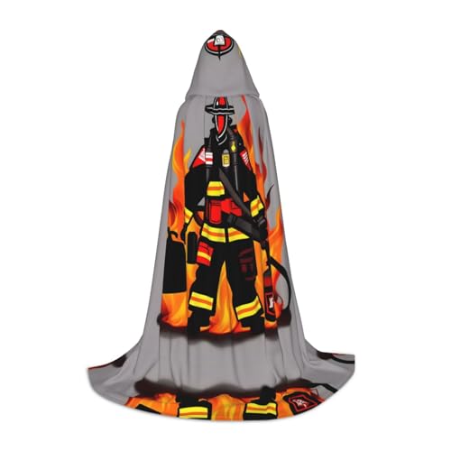 SDEGTHO Feuerwehrmann Halloween Kapuzenumhang Langer Kapuzenumhang Karneval Umhang Kostüme Kapuzenumhang Maskerade von SDEGTHO
