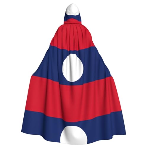 SDEGTHO Flagge von Laos Erwachsenen-Kapuzenumhang, Halloween-Hexenkostüm für Damen und Herren, Cosplay-Kostüme von SDEGTHO