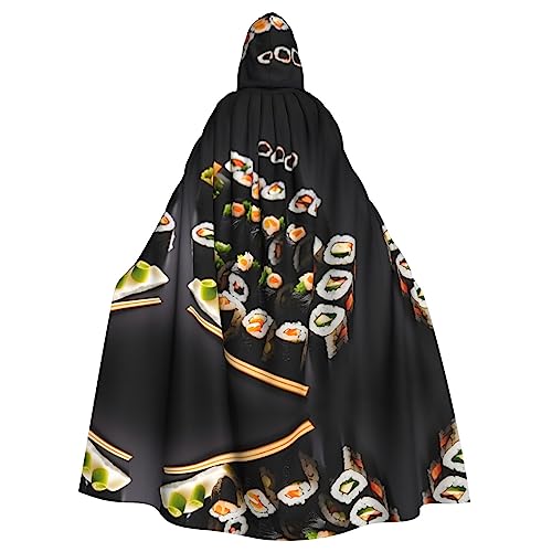 SDEGTHO Japanischer Sushi-Umhang mit Kapuze, für Erwachsene, Halloween, Hexenkostüm, für Damen und Herren, Cosplay-Kostüme, Schwarz von SDEGTHO