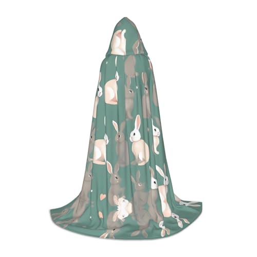 SDEGTHO Kaninchen-Hintergrund, Halloween-Kapuzenumhang, langer Kapuzenumhang, Karneval, Umhang, Kostüme, Kapuzenumhang, Maskerade von SDEGTHO