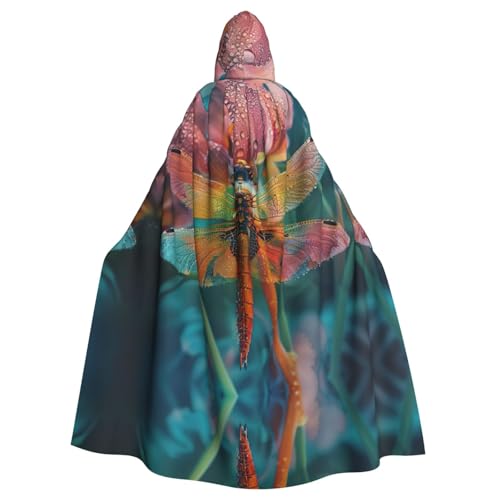 SDEGTHO Libelle und Blume, Erwachsenen-Umhang mit Kapuze, Halloween-Hexenkostüm für Männer und Frauen, Cosplay-Kostüme von SDEGTHO