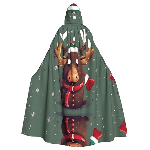 SDEGTHO Lustiger Weihnachtsumhang mit Elchkopf für Erwachsene, mit Kapuze, Halloween-Hexenkostüm für Damen und Herren, Cosplay-Kostüme von SDEGTHO