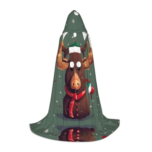 SDEGTHO Lustiger Weihnachtsumhang mit Elchkopf für Halloween, langer Kapuzenumhang, Karneval, Umhang, Kostüme, Kapuzenumhang, Maskerade von SDEGTHO