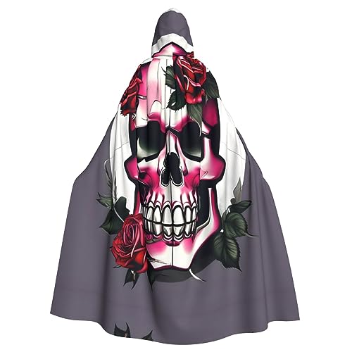 SDEGTHO Rosen-Totenkopf-Umhang mit Kapuze für Erwachsene, Halloween-Hexenkostüm für Damen und Herren, Cosplay-Kostüme von SDEGTHO