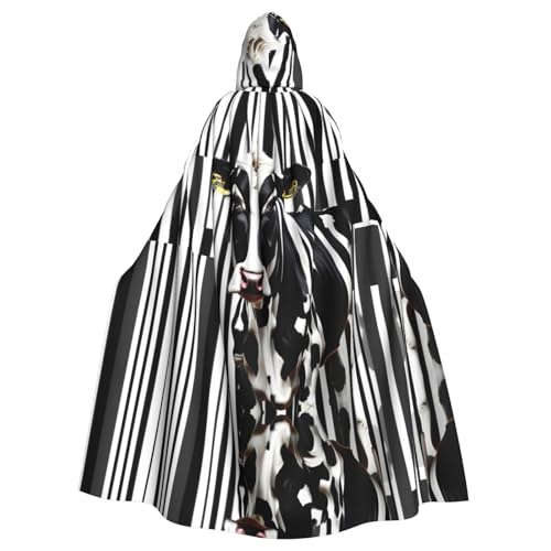 SDEGTHO Schwarz-weißer Milchkuh-Umhang mit Kapuze für Erwachsene, Halloween-Hexenkostüm für Männer und Frauen, Cosplay-Kostüme von SDEGTHO