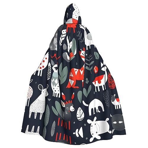 SDEGTHO Skandinavische Tiere, Erwachsenenkostüm, mit Kapuze, Umhang, Halloween, Hexenkostüm, für Damen und Herren, Cosplay-Kostüme von SDEGTHO