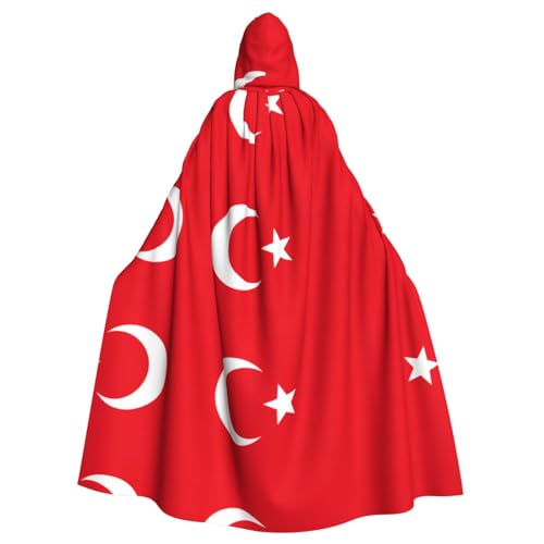 SDEGTHO Umhang mit Kapuze für Erwachsene, Motiv: Flagge der Türkei, Halloween-Hexenkostüm, für Damen und Herren von SDEGTHO