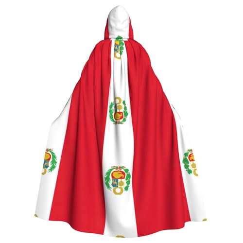 SDEGTHO Umhang mit Kapuze für Erwachsene, Motiv: Flagge von Peru, Halloween-Hexenkostüm für Damen und Herren von SDEGTHO
