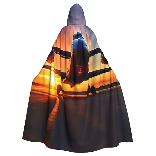 SDEGTHO Umhang mit Kapuze für Erwachsene, Motiv: Flugzeug, Sonnenuntergang, Himmel, Halloween, Hexenkostüm, für Damen und Herren SDEGTHO Umhang mit Kapuze für Erwachsene, Motiv: Flugzeug, Sonnenuntergang, Himmel, Halloween, Hexenkostüm, für Damen und Herren von SDEGTHO