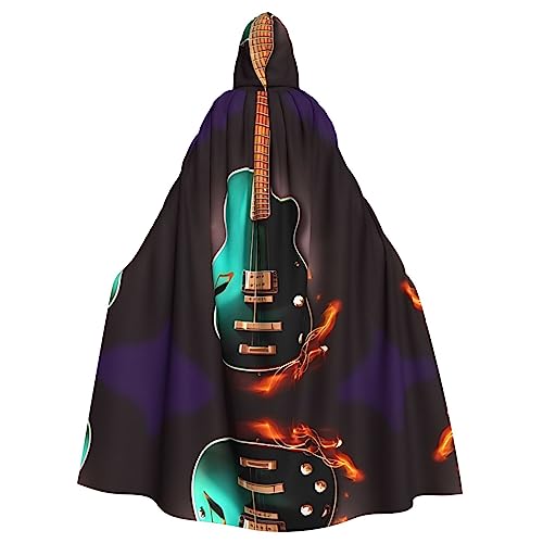 SDEGTHO Umhang mit Kapuze für Erwachsene, Motiv: Musik, Grün, für Halloween, Hexe, Kostüm für Damen und Herren von SDEGTHO