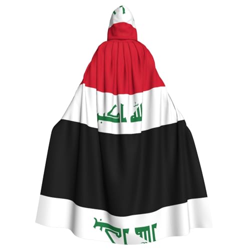 SDEGTHO Umhang mit Kapuze für Erwachsene, Motiv: irakische Flagge, Halloween-Hexenkostüm für Damen und Herren, Cosplay-Kostüme von SDEGTHO