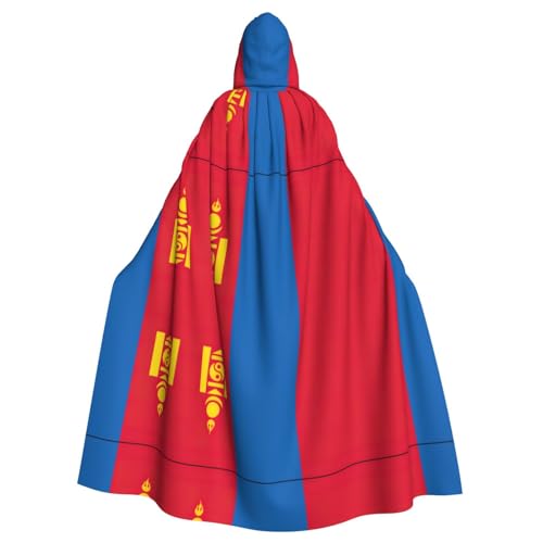 SDEGTHO Umhang mit Kapuze für Erwachsene, Motiv: mongolische Flagge, Halloween-Hexenkostüm für Damen und Herren, Cosplay-Kostüme von SDEGTHO