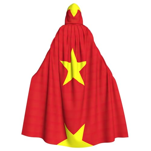 SDEGTHO Umhang mit vietnamesischer Flagge, mit Kapuze, Umhang, Halloween, Hexenkostüm für Damen und Herren, Cosplay-Kostüme von SDEGTHO