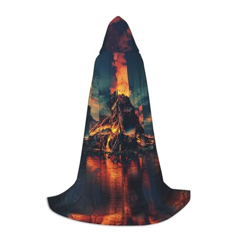 SDEGTHO Volcano Halloween-Umhang mit Kapuze, langer Kapuzenumhang, Karneval, Umhang, Kostüme, Kapuzenumhang, Maskerade von SDEGTHO