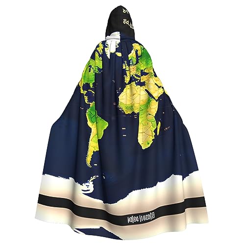 SDEGTHO Weltkarten-Umhang mit Kapuze, Umhang, Halloween-Hexenkostüm für Männer und Frauen, Cosplay-Kostüme von SDEGTHO