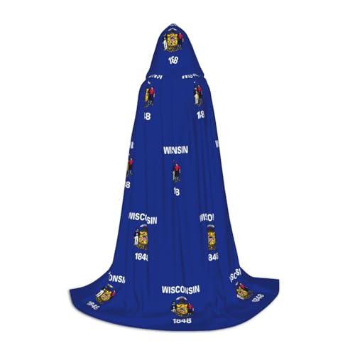 SDEGTHO Wisconsin Umhang mit Staatsflagge, langer Kapuzenumhang, Karneval, Kostüme, Kapuzenumhang, Maskerade SDEGTHO Wisconsin Umhang mit Staatsflagge, langer Kapuzenumhang, Karneval, Kostüme, Kapuzenumhang, Maskerade von SDEGTHO