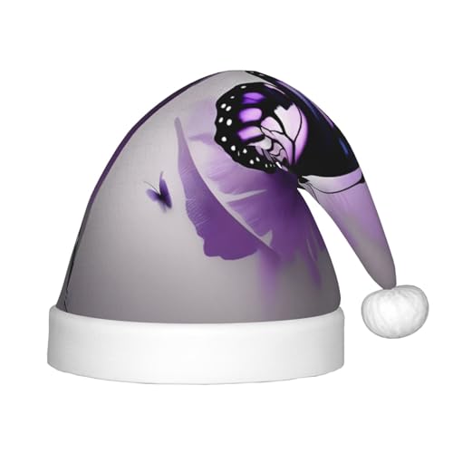 Schöne lila Schmetterlingskunst, 1 Packung Weihnachtsmütze, Plüsch-Weihnachtsmannmütze für Teenager, Weihnachtskostüm, Party und Feiertagsveranstaltung Schöne lila Schmetterlingskunst, 1 Packung Weihnachtsmütze, Plüsch-Weihnachtsmannmütze für Teenager, Weihnachtskostüm, Party und Feiertagsveranstaltung von SDEGTHO