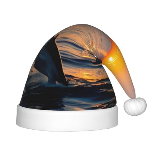 Sonnenuntergang Delfine 1 Packung Weihnachtsmützen Plüsch Nikolausmütze für Jugendliche Weihnachten Kostüm Party und Urlaub Event von SDEGTHO
