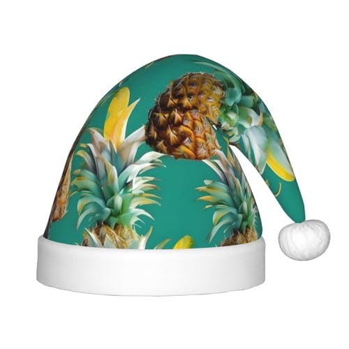 Tropische Ananas-Hawaii-Weihnachtsmütze, Plüsch-Weihnachtsmannmütze für Teenager, Weihnachtskostüm, Party und Feiertagsveranstaltung, 1 Stück von SDEGTHO