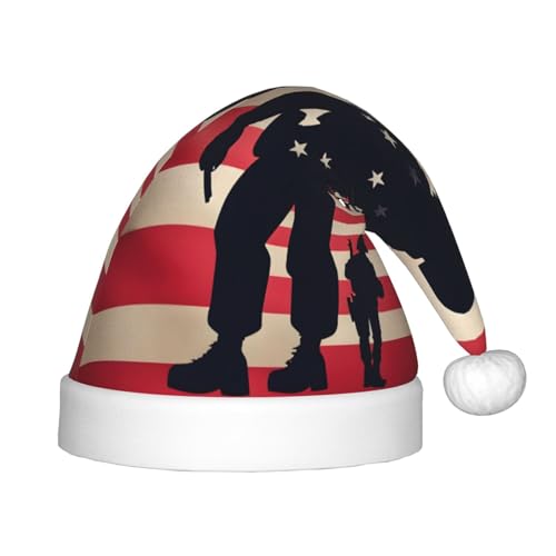 US-Militär-Soldaten patriotischer Gedenktag, 1 Packung Weihnachtsmütze, Plüsch-Weihnachtsmannmütze für Teenager, Weihnachtskostüm, Party und Feiertagsveranstaltung von SDEGTHO