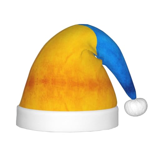 Ukrainische Flagge, 1 Packung Weihnachtsmützen, Plüsch-Weihnachtsmannmütze für Teenager, Weihnachtskostüm, Party und Feiertagsveranstaltung von SDEGTHO