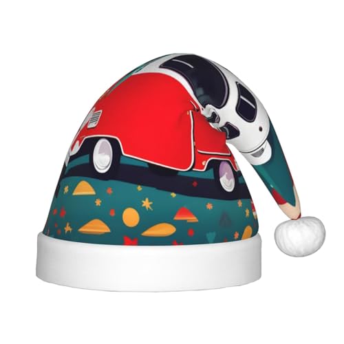 Weihnachtsmütze Happy Camper, Rot, 1 Packung mit Plüsch, Weihnachtsmannmütze für Teenager, Weihnachtskostüm, Party und Feiertagsveranstaltung von SDEGTHO
