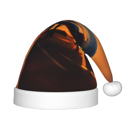 Weihnachtsmütze aus Plüsch, Motiv: Flugzeug bei Sonnenuntergang, für Teenager, Weihnachtskostüm, Party und Urlaub, 1 Stück von SDEGTHO