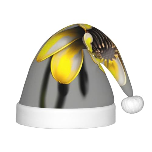 Weihnachtsmütze aus Plüsch, Weihnachtsmannmütze für Teenager, Weihnachts-Kostüm, Party und Urlaub, Gelb / Grau, 1 Stück von SDEGTHO