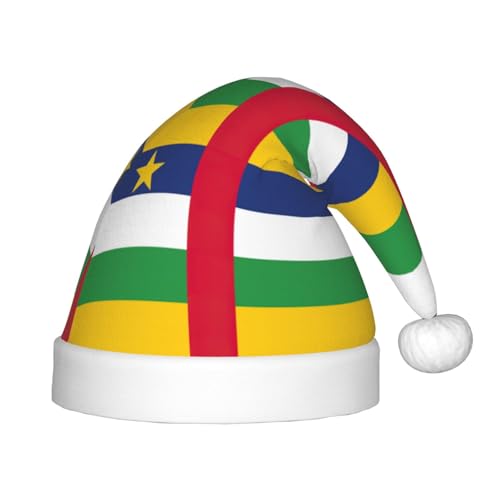 Weihnachtsmütze aus Plüsch für Jugendliche, Weihnachtsmannmütze mit zentralafrikanischer Flagge, 1 Packung von SDEGTHO