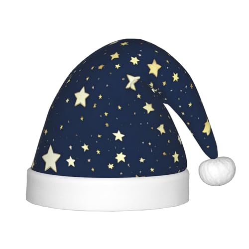 Weihnachtsmütze aus Plüsch mit Himmel und Stern, für Teenager, Weihnachts-Kostüm, Party und Feiertagsveranstaltung, Marineblau, 1 Stück von SDEGTHO