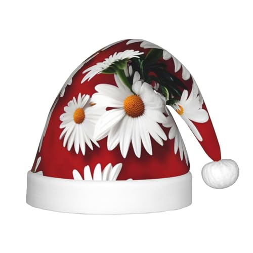 Weihnachtsmütze aus Plüsch mit roten Blumen und weißen Gänseblümchen, 1 Packung für Teenager, Weihnachtskostüm, Party und Feiertagsveranstaltung von SDEGTHO