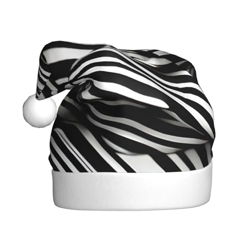 Weihnachtsmütze aus Plüschstoff, gestreift, Schwarz / Weiß, 1 Stück Weihnachtsmütze aus Plüschstoff, gestreift, Schwarz / Weiß, 1 Stück von SDEGTHO