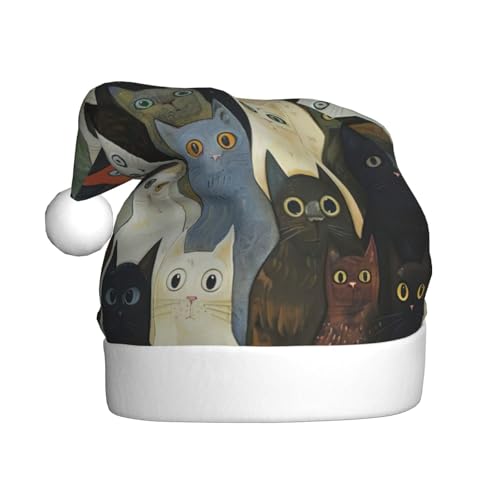 Weihnachtsmütze mit Katze, Plüschstoff, Weihnachtsmannmütze für Weihnachten, Kostümparty und Feiertage, 1 Stück Weihnachtsmütze mit Katze, Plüschstoff, Weihnachtsmannmütze für Weihnachten, Kostümparty und Feiertage, 1 Stück von SDEGTHO