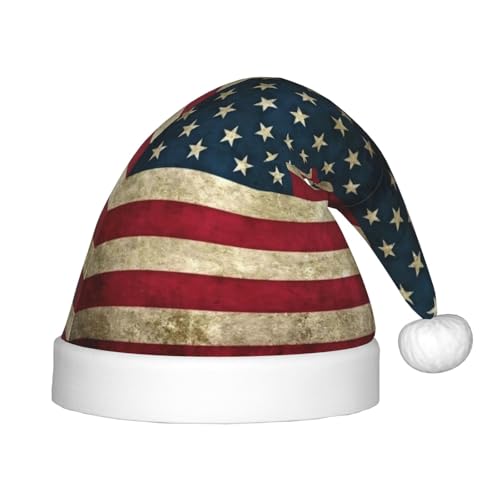 Weihnachtsmütze mit amerikanischer Flagge, Plüsch-Weihnachtsmannmütze für Teenager, Weihnachtskostüm, Party und Urlaub, 1 Stück von SDEGTHO