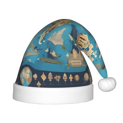 Weltkarte 1 Packung Weihnachtsmützen Plüsch Nikolausmütze für Jugendliche Weihnachten Kostüm Party und Urlaub Event von SDEGTHO