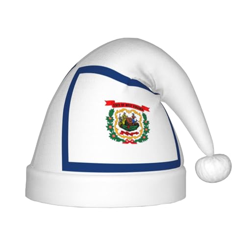 West Virginia State Flagge, 1 Packung Weihnachtsmütze, Plüsch-Weihnachtsmannmütze für Teenager, Weihnachtskostüm, Party und Feiertagsveranstaltung von SDEGTHO