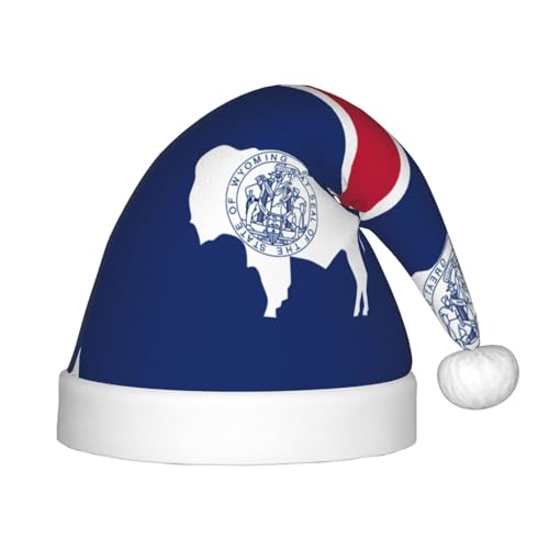Wyoming Staatsflagge, 1 Packung Weihnachtsmütze, Plüsch-Weihnachtsmannmütze für Teenager, Weihnachtskostüm, Party und Feiertagsveranstaltung von SDEGTHO