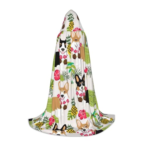 Corgi Hawaiianischer tropischer Sommer-Ananas-Druck, Karnevals-Themen-Dekor, Kapuzenumhang für Hexenkostüm, Vampir, Rollenspiel, Halloween Corgi Hawaiianischer tropischer Sommer-Ananas-Druck, Karnevals-Themen-Dekor, Kapuzenumhang für Hexenkostüm, Vampir, Rollenspiel, Halloween von SDFHU