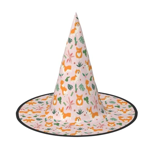 Kleine Größe Corgi Print Party Hut Halloween Karneval Hexen Hüte für Mottopartys Cosplay Urlaub Dekor von SDFHU