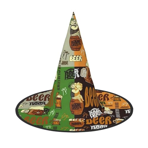 SDFHU Bier-Print Partyhut Halloween Karneval Hexen Hüte für Mottopartys Cosplay Urlaub Dekor von SDFHU